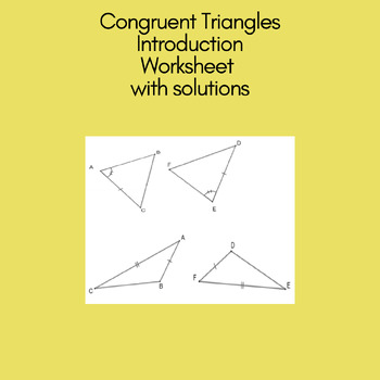 Preview of Congruent Triangles Introduction Worksheet (with solutions)