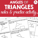 Angles of Triangles Notes & Activity - Triangle Angle Sum & Exterior Angle Sum