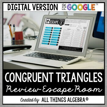 Preview of Congruent Triangles Review | Escape Room Activity (GOOGLE SLIDES™ VERSION)