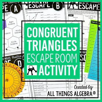 Preview of Congruent Triangles Unit Review | Escape Room Activity