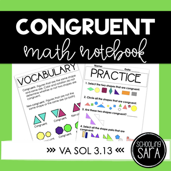 Preview of Congruent and Non-Congruent Math Notebook | VA SOL 3.13 | Digital & Print
