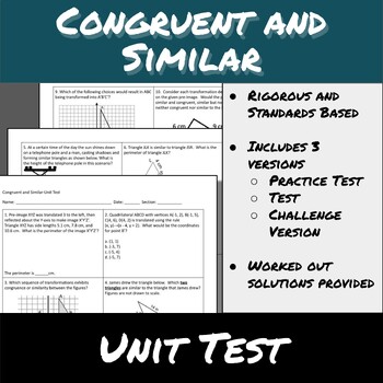 Preview of Congruent and Similar-End of Unit Test