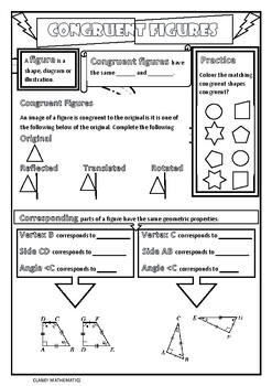 Preview of Congruent and Similar Figures and Triangles colour notes