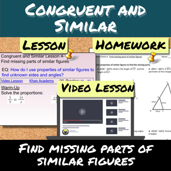Preview of Congruent and Similar-Lesson 4-Find Missing Parts of Similar Figures