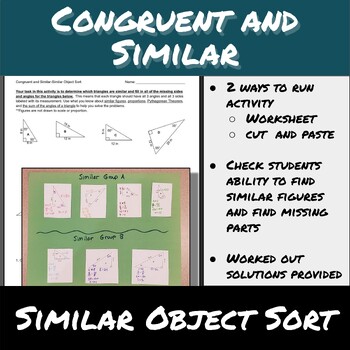 Preview of Congruent and Similar-Similar Object Sort
