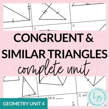 Preview of Congruent and Similar Triangles (Geometry Unit 4)