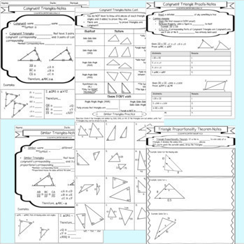 Congruent and Similar Triangles Guided Notes and ...