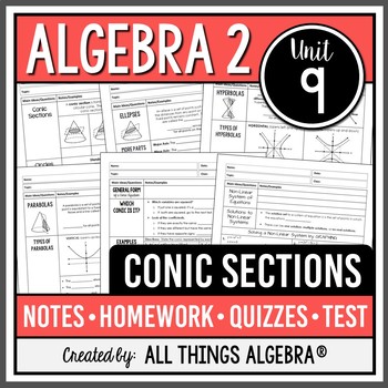 Preview of Conic Sections (Algebra 2 Curriculum - Unit 9) | All Things Algebra®