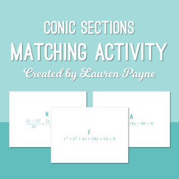 Preview of Conic Sections Equation Matching Activity