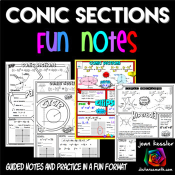 Preview of Conic Sections FUN Notes Doodle Pages for Circle, Parabola, Ellipse, Hyperbola