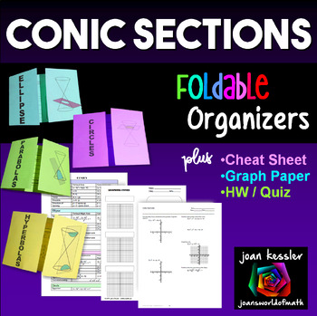 Preview of Conic Sections Foldables  plus Cheat Sheet HW and Graph Paper