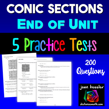 Preview of Conic Sections Huge Review Test Study Guide 200 questions