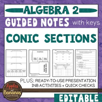 Preview of Conic Sections - Guided Notes, Presentation, and INB Activities