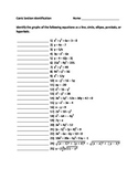 Conic Sections Identification worksheet