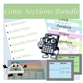 Preview of Conic Sections Bundle - Notes, Practice, Activity, Posters, Review
