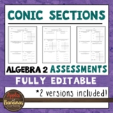 Conic Sections Tests - Editable Assessments