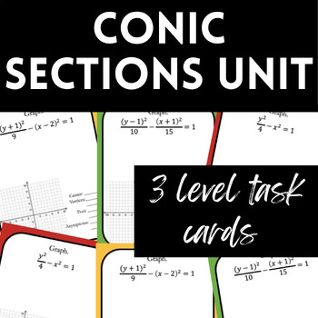 Preview of Conic Sections UNIT Bundle - Differentiated Practice Task Cards & Matching Cards