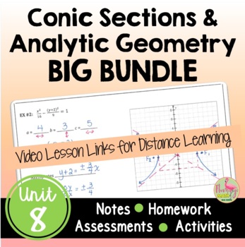 Preview of Conic Sections and Analytic Geometry BIG Bundle with Lesson Videos (Unit 8)