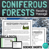 Coniferous Forests Taiga Biome Reading Comprehension Passa