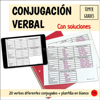 Preview of Conjugación Verbos CON SOLUCIONES | Spanish Verb Conjugation WITH ANSWERS. Upper