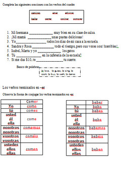 Conjugacion -verbos regulares en presente by The bilingual classroom