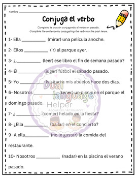 Conjugaciones y pronombres by Dual Language Helper Ayudante Bilingue