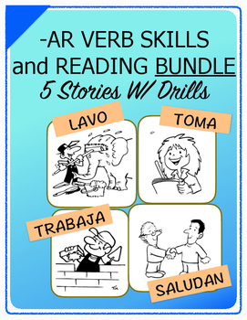 Preview of Conjugate Spanish -AR Verbs: Step-by-Step Verb Skills W/ Reading, 5 Story Bundle
