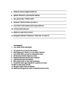 Conjugated verb + infinitive 6 activities for practice and conversation