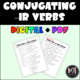 Conjugating Regular -IR French Verbs in Present Tense Worksheet