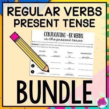 Preview of Conjugating Regular Verbs in the Present Tense Spanish Worksheet Activity BUNDLE