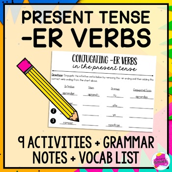 Preview of Conjugating Regular -er Verbs in the Present Tense Spanish Activity Packet