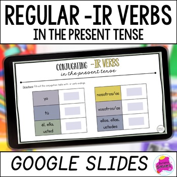 Preview of Conjugating Regular -ir Verbs Present Tense Spanish Google Slides Activities