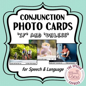 Preview of Conjunction Photo Task Cards for Unless and If