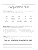 Conjunction Quiz with Answer Key