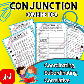 Preview of Conjunction Worksheets | Coordinating, subordinating, correlative Conjunctions
