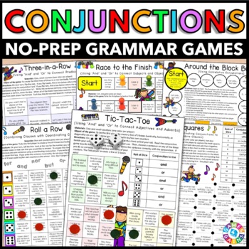 Preview of Coordinating & Subordinating & Correlative Conjunctions Worksheet Games Activity