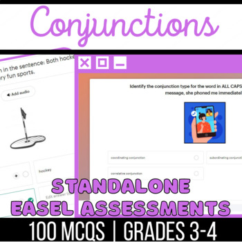 Preview of Conjunctions Easel Assessments: Coordinating, Subordinating, Correlative