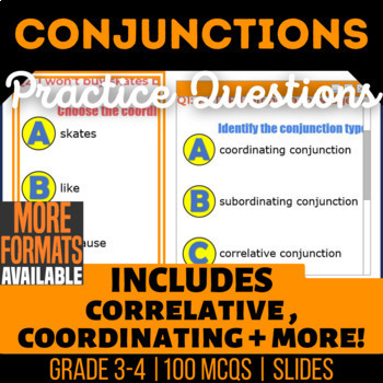 Preview of Conjunctions Google Slides Coordinating Correlative Digital Resources Grade 3-4
