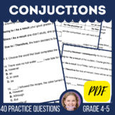 Conjunctions Grammar Worksheets with Review Questions for 