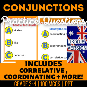 Preview of Conjunctions Interactive Review: Coordinating, Subordinating UK/AUS Spelling