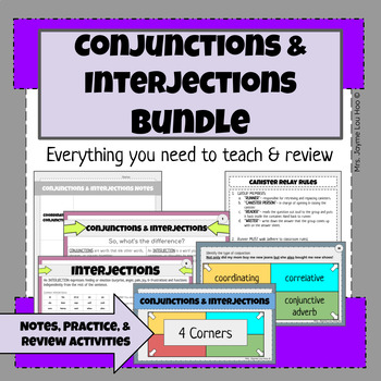 Preview of Conjunctions & Interjections Lesson & Activity Bundle