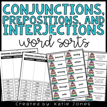 Preview of Conjunctions, Interjections, and Prepositions Word Sorts