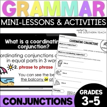 Preview of Conjunctions Mini-Lesson and Grammar Activities for Grades 3-5