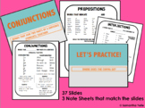 Conjunctions, Prepositions, and Interjections PPT & Notes