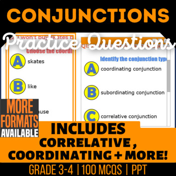Preview of Conjunctions PowerPoints | Coordinating Subordinating Correlative 3rd-4th Grade