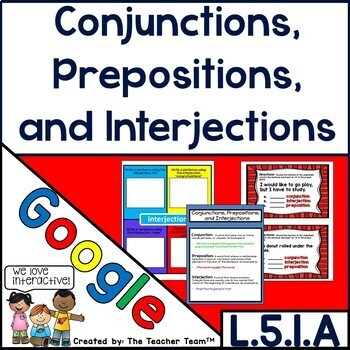 Preview of Conjunctions Prepositions Interjections | Google Slides