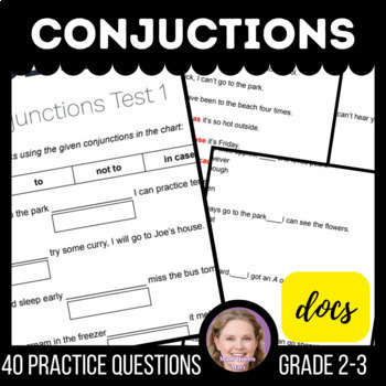 Preview of Conjunctions Review Google Docs Worksheets 2nd and 3rd Grade Digital Resources