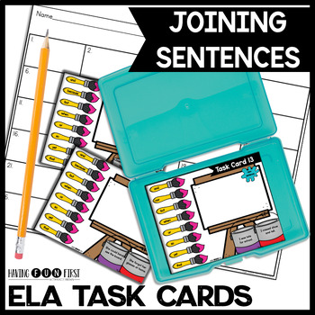 Preview of Conjunctions Task Cards Joining Words Building Sentences Grammar Centers