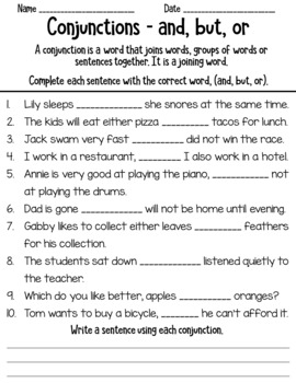 Preview of Conjunctions Worksheets