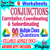 Conjunctions Worksheets: Fillable Grammar Practice & Revie